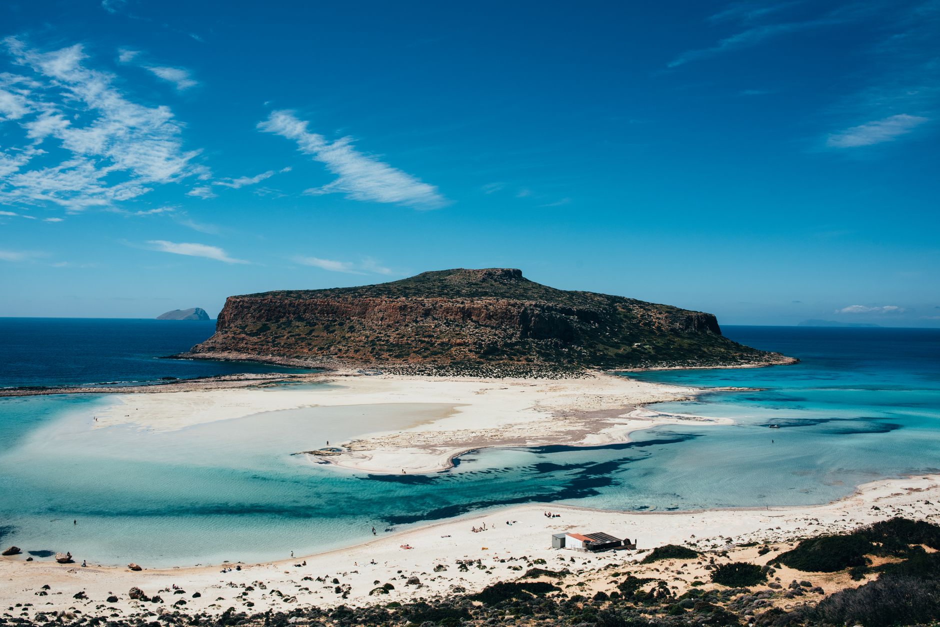 La lagune de Balos vue du ciel, dans l'ouest de la Crète